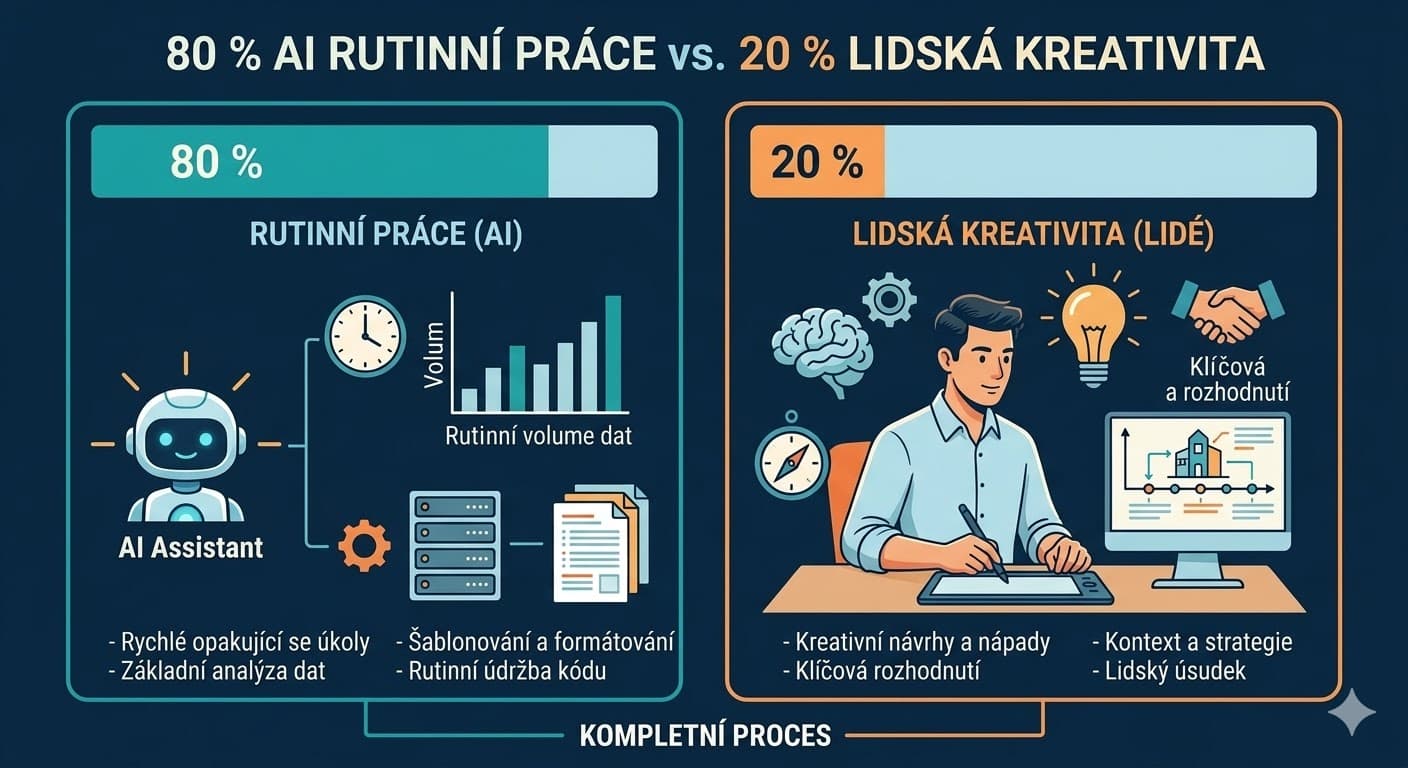Ilustrační obrázek k článku o principu 80/20 při nasazování AI